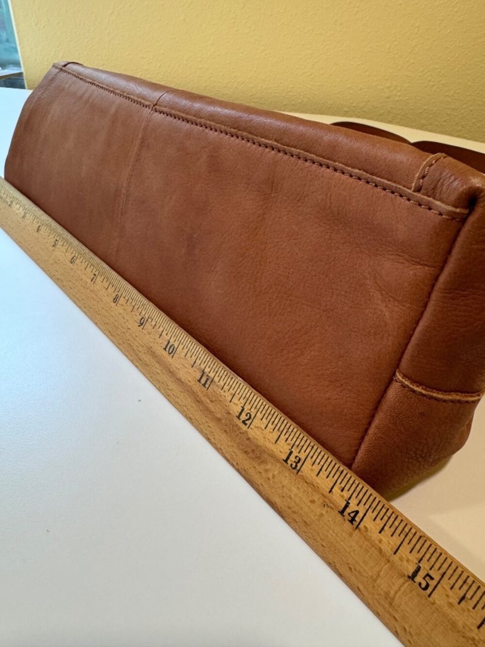 American Leather Co. Liberty Shopper Tote Bag Cognac Brown Genuine Leather - Picture 14 of 16